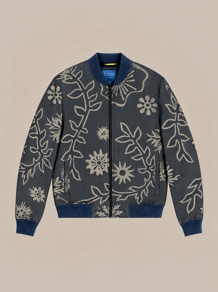 Jackson Silk Blend Floral Jacquard Baseball Jacket