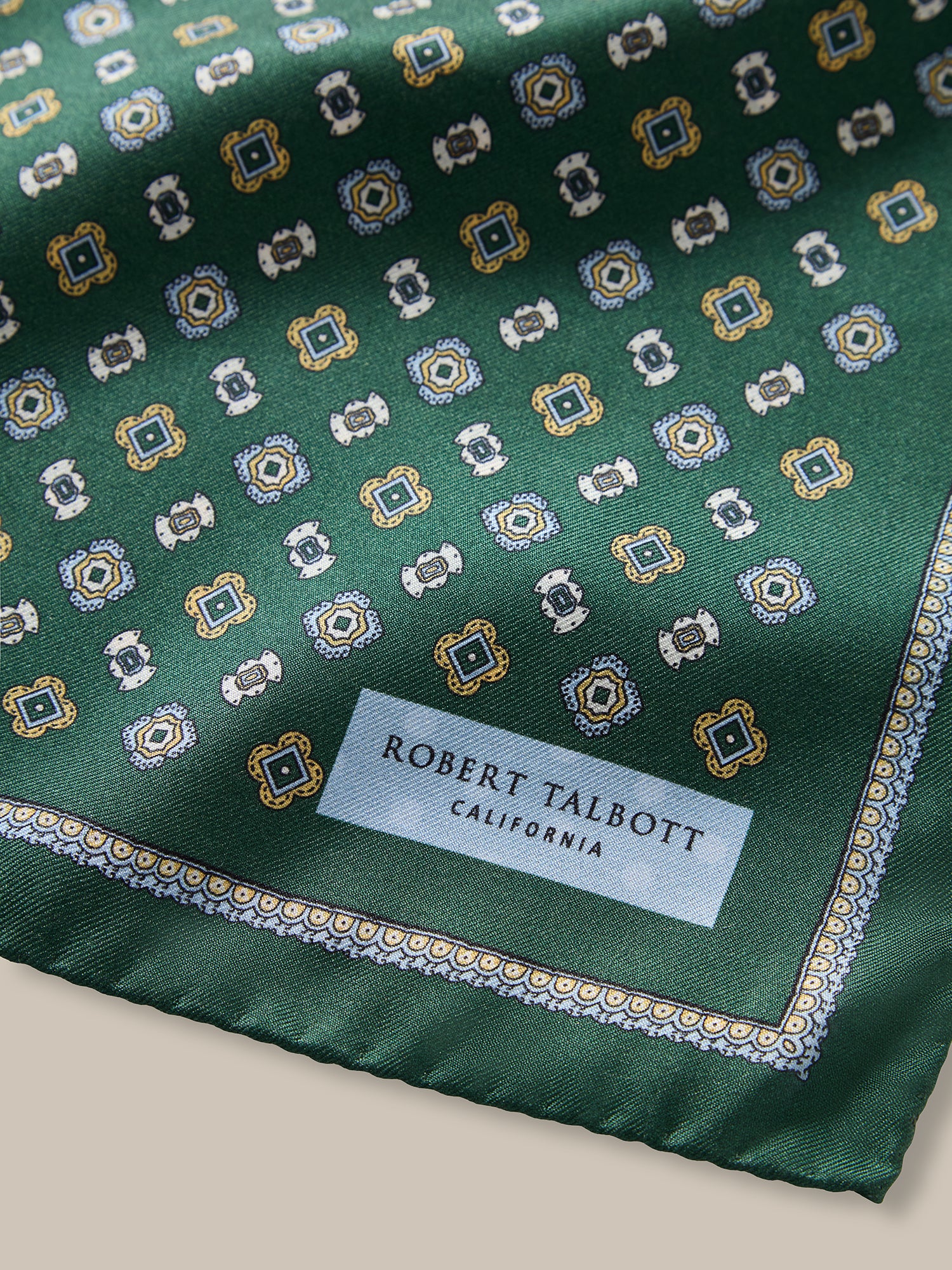 Collins Medallion Spot Double Print Pocket Square