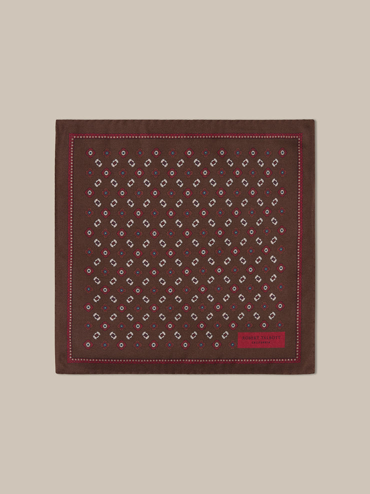 Collins Medallion Spot Double Print Pocket Square