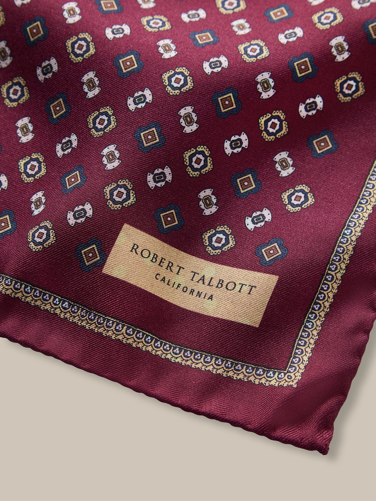 Collins Medallion Spot Double Print Pocket Square