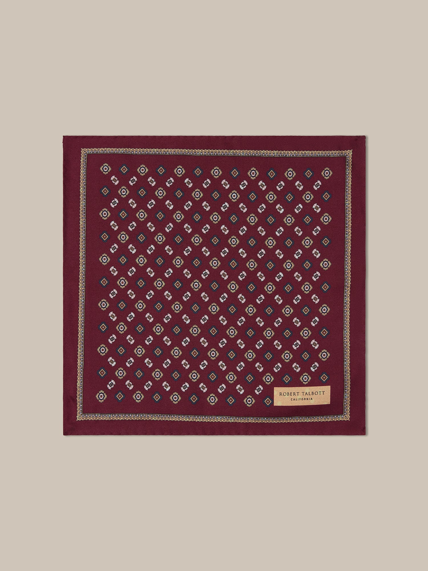 Collins Medallion Spot Double Print Pocket Square