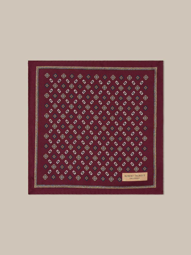 Collins Medallion Spot Double Print Pocket Square