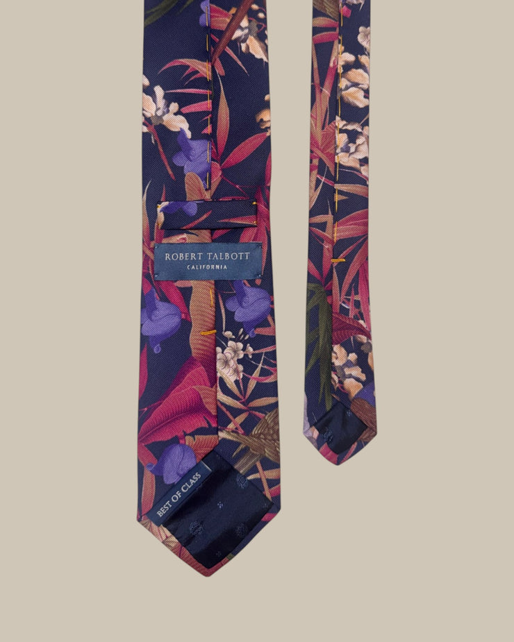 Robert Large Floral Ribbed Silk Best of Class Necktie