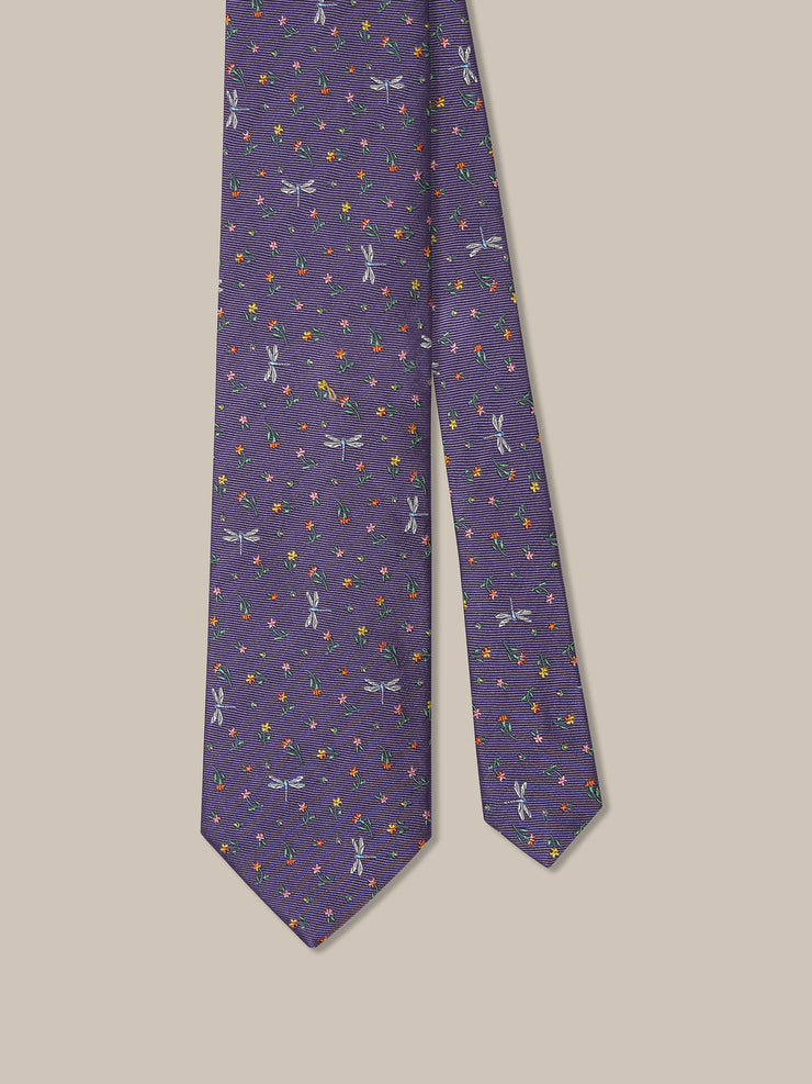 Robert Dragonfly Ditsy Floral Best of Class Necktie