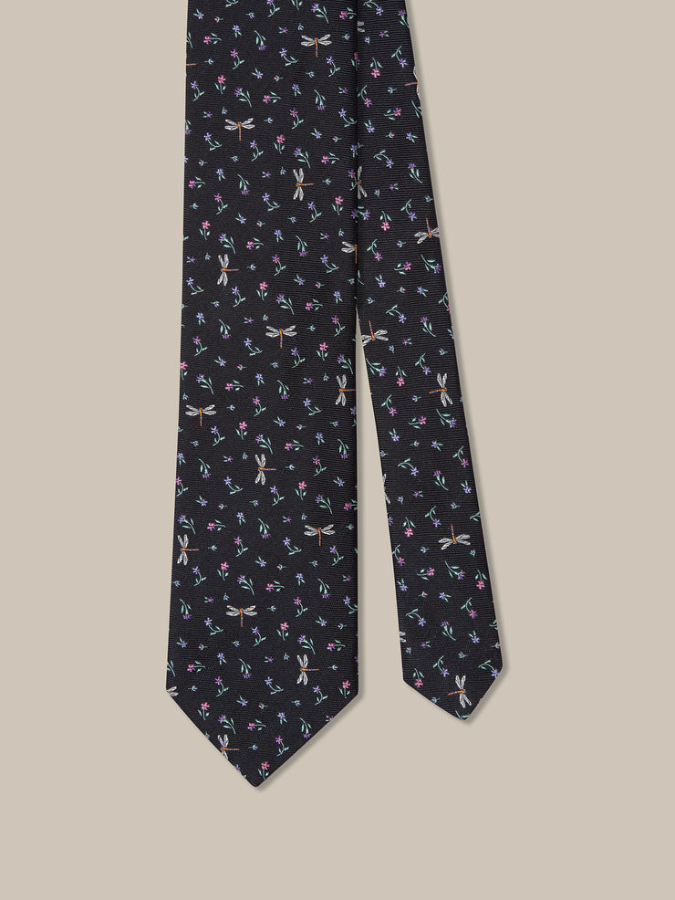 Robert Dragonfly Ditsy Floral Best of Class Necktie