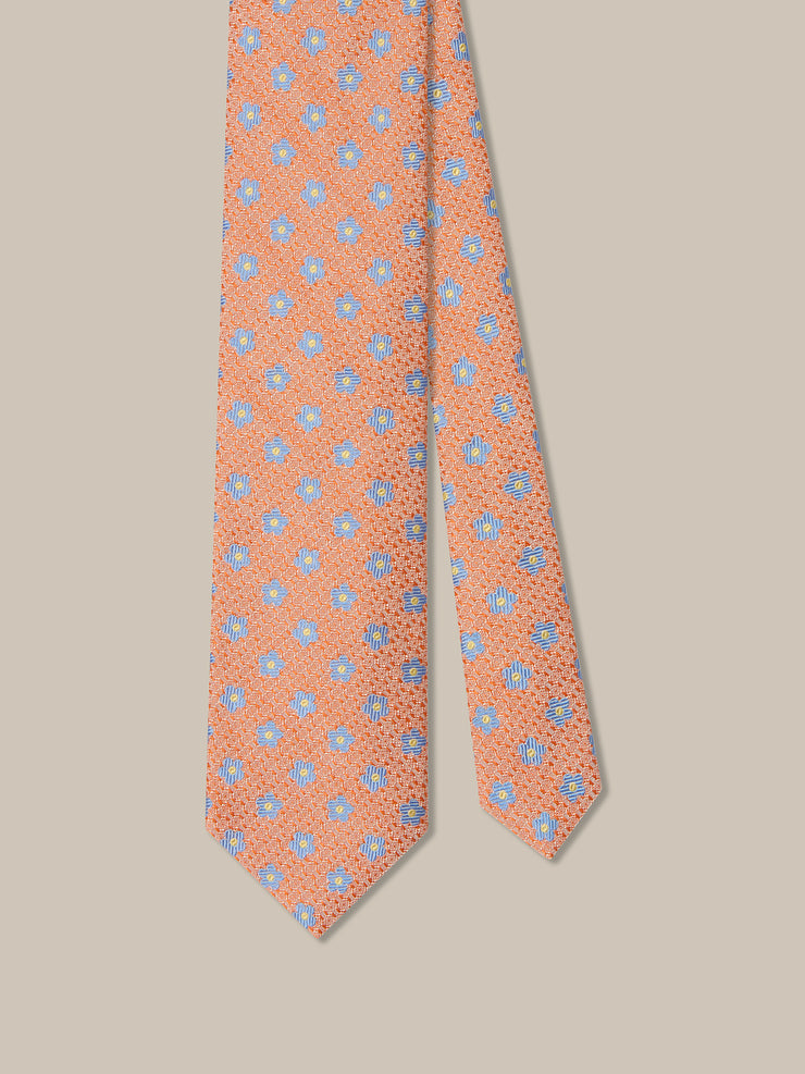 Robert Flower Jacquard Silk Linen Best of Class Necktie