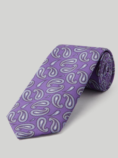 The Robert Paisley Printed Silk Necktie in Purple