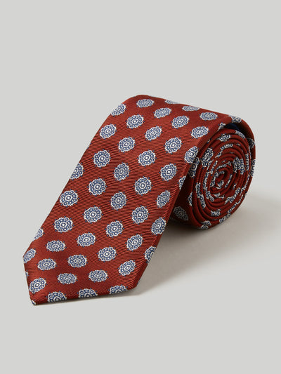 The Robert Classic Necktie in red white floral