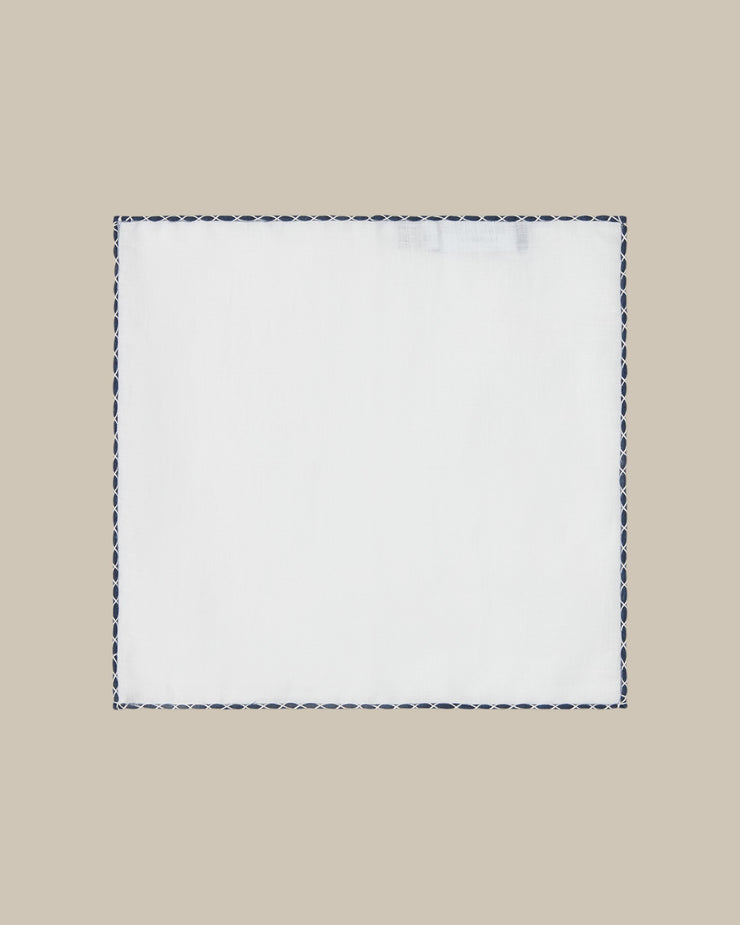 Carlton Linen Cross Stitch Border Pocket Square