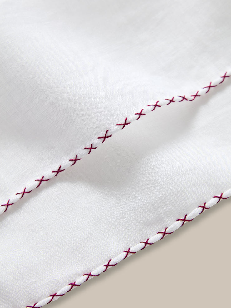 Carlton Linen Cross Stitch Border Pocket Square