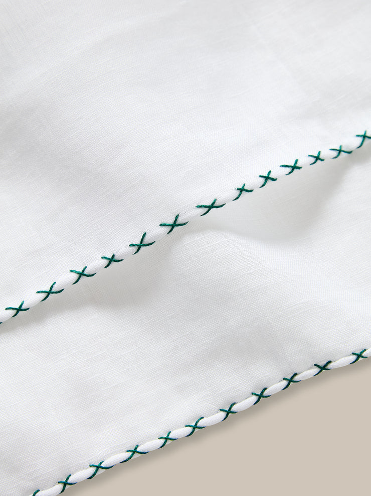 Carlton Linen Cross Stitch Border Pocket Square