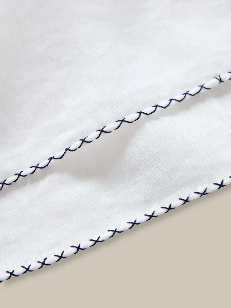 Carlton Linen Cross Stitch Border Pocket Square