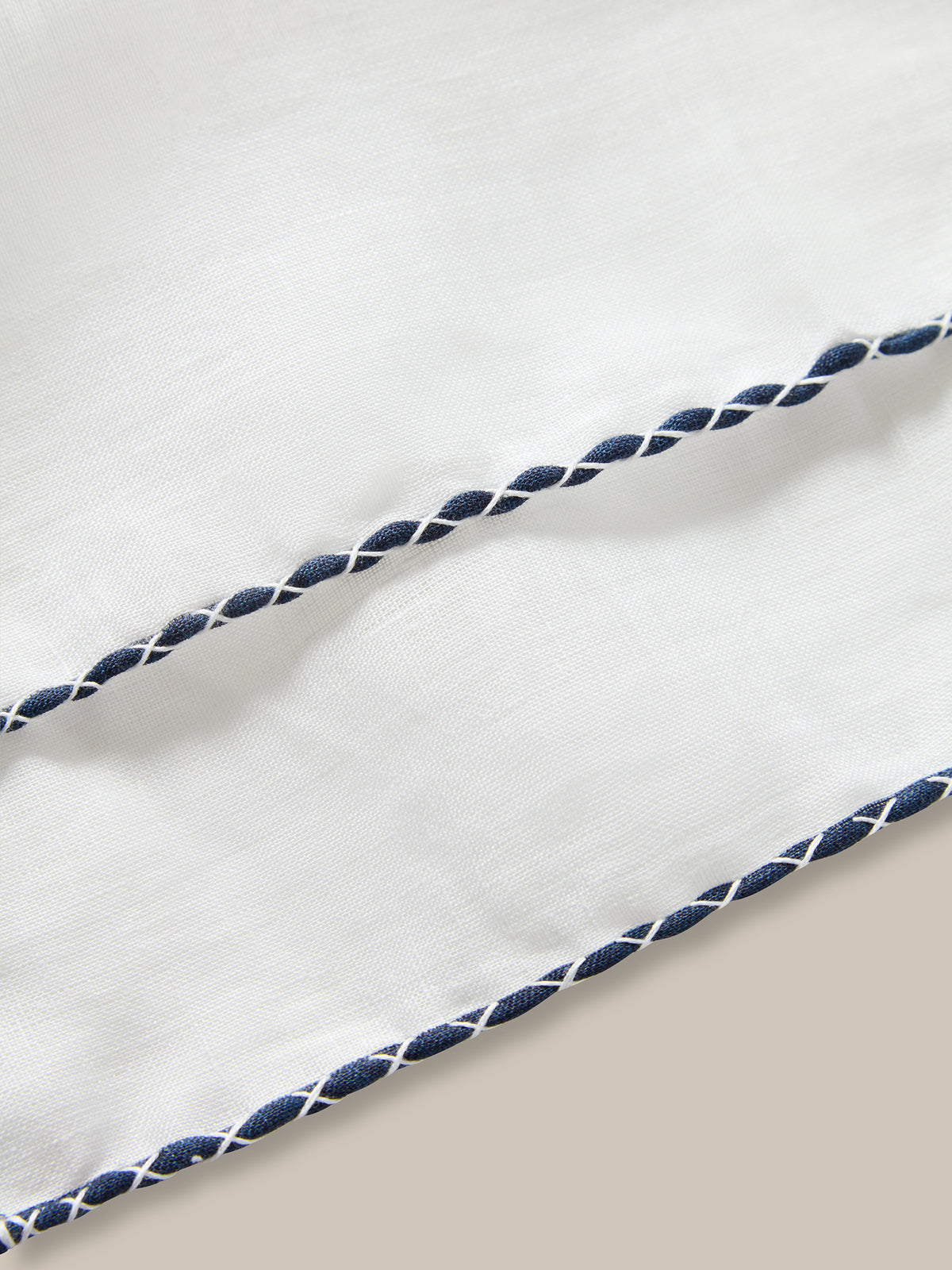 Carlton Linen Cross Stitch Border Pocket Square