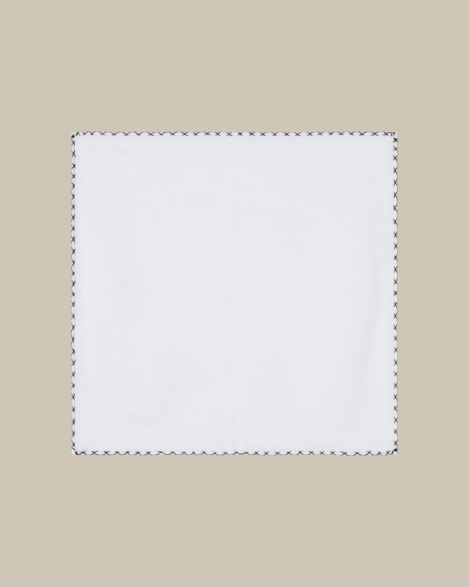 Carlton Linen Cross Stitch Border Pocket Square