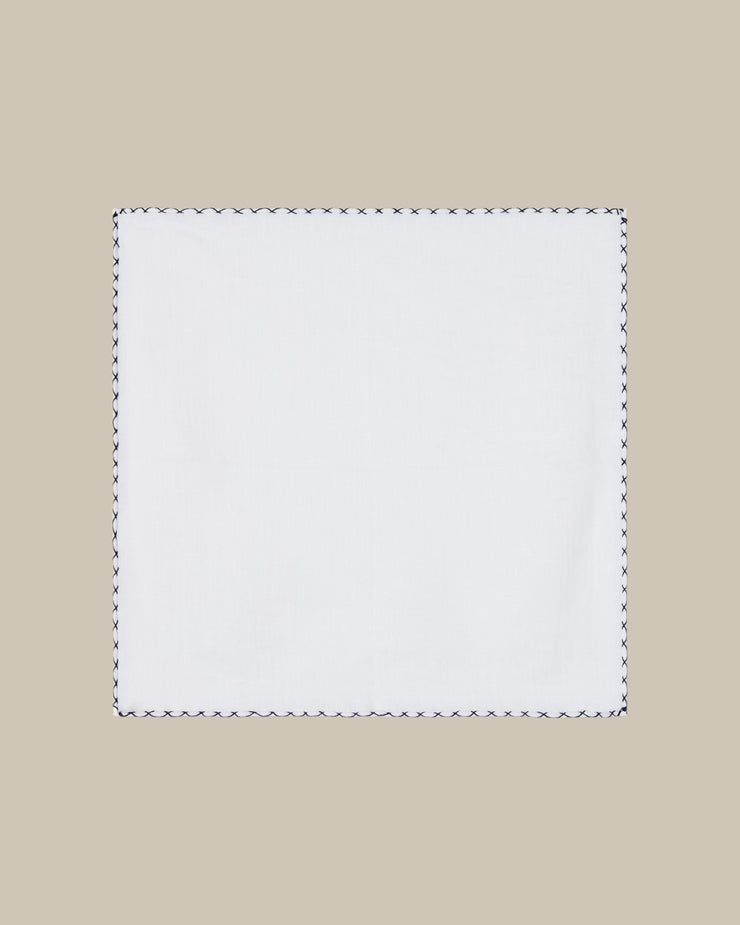 Carlton Linen Cross Stitch Border Pocket Square