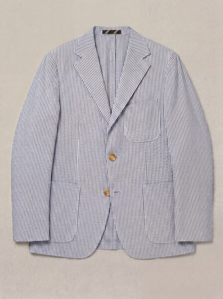 Clarke Striped Seersucker Unconstructed Blazer