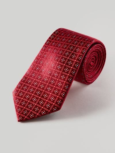 The Robert Classic Necktie in Boxed Swirl Red