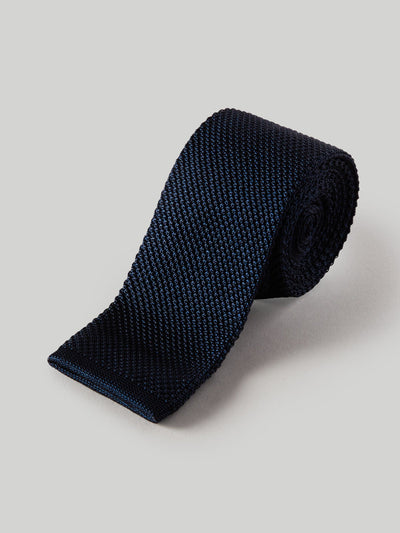 The Redford Silk Knit Necktie in Navy Silk